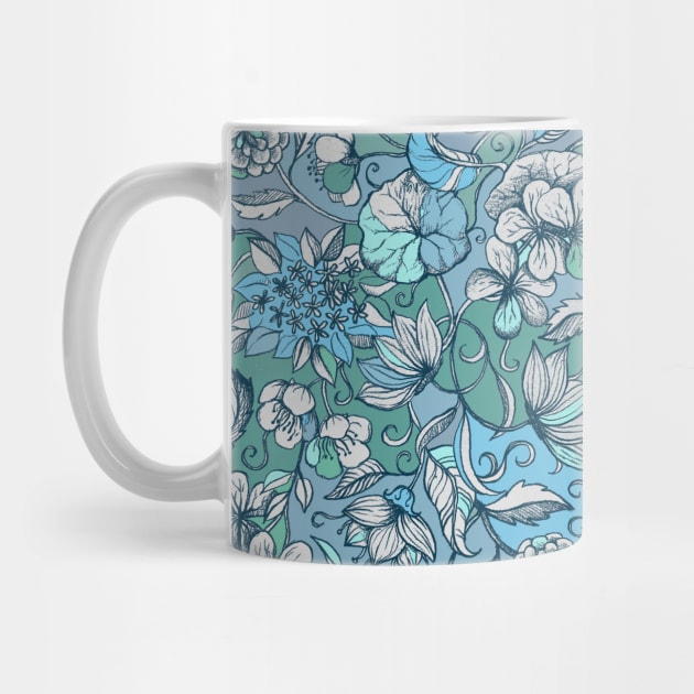 Indigo Summer - a hand drawn floral pattern by micklyn